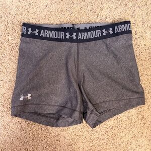 Under Armour Women’s Dark Gray Athletic Stretch Shorts with Logo Waistband